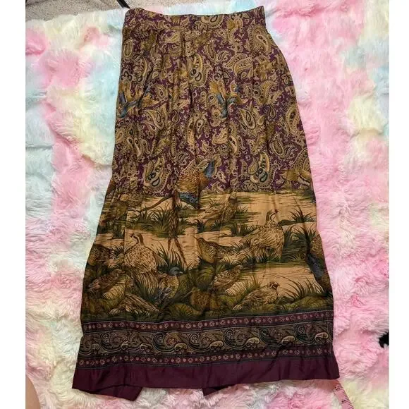 Vintage Alexander Campbell Rayon Paisley Bird Skirt 8 - Picture 3 of 10